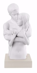 Picture of Soprammobile scultura da tavolo innamorati gesso nocciola design moderna