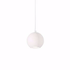 Picture of Small white kitchen island pendant light of sphere shape above island kitchen