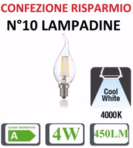 Picture of Confezione risparmio n10 lampadine e14 led 4w 4000k colpo di vento