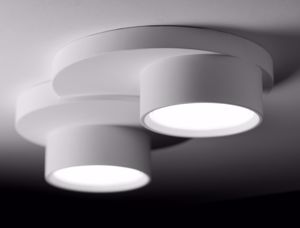 Picture of Plafoniera di gesso bianca moderna pitturabile 2 luci lampadine gx53 led