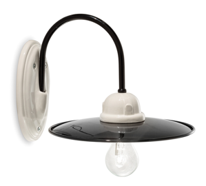 Picture of Ferroluce b&w vintage wall light white pottery and black enamelled diffuser