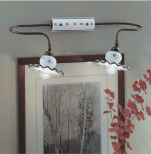 Picture of New bathroom mirror light rustic style 2 lights handmade decoration on ceramics and metal structure