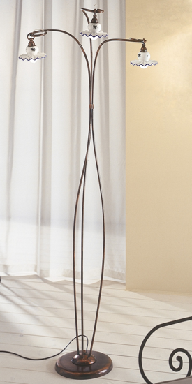 Picture of Ferroluce roma floor lamp h180 hand-decorated ceramic and wrought iron structure