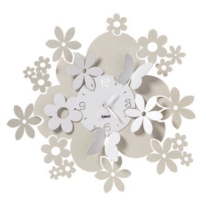 Picture of Orologio da parete moderno farfalle fiori metallo avorio bianco