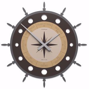 Picture of Callea design modern wall clock compass rose chocolate
