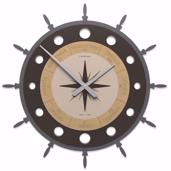 Picture of Callea design modern wall clock compass rose chocolate