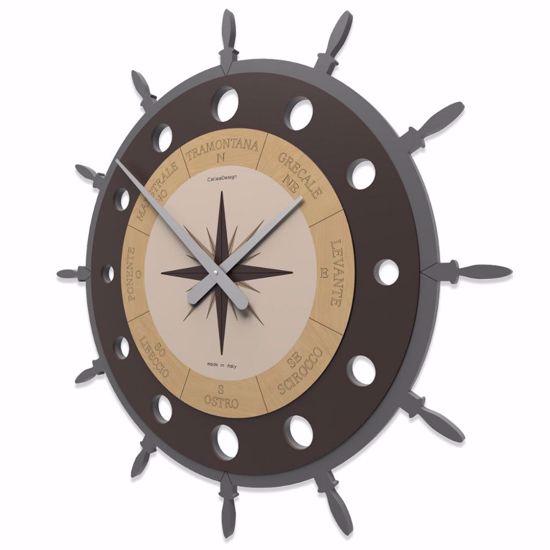 Picture of Callea design modern wall clock compass rose chocolate