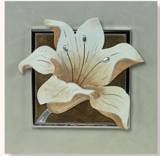 Picture of Artitalia brown flower i floreal painting 35x35 silver leaf details