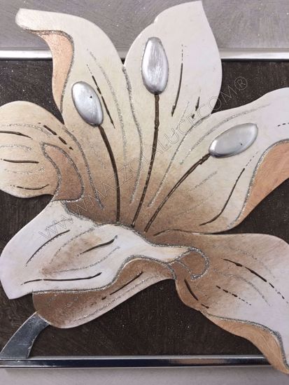 Artitalia brown flower i floreal painting 35x35 silver leaf details