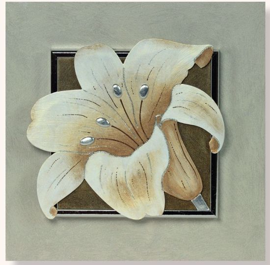 Picture of Artitalia brown flower ii floreal painting 35x35 silver leaf details