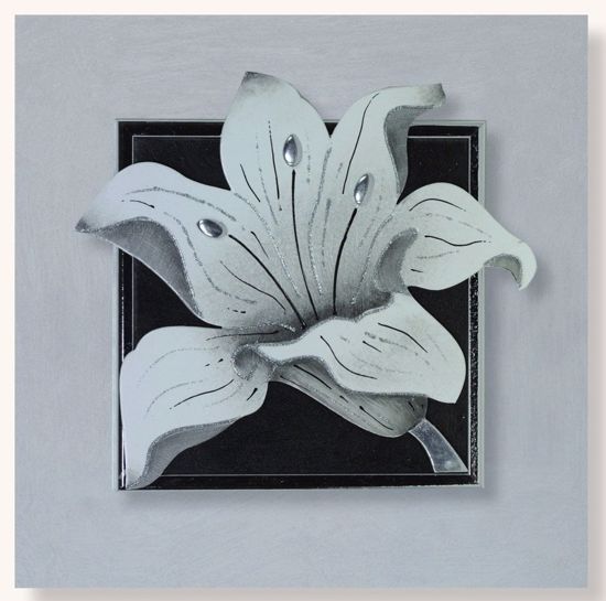 Picture of Artitalia silver flower  floreal painting 35x35 silver leaf details