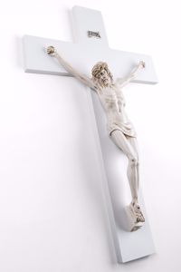 Picture of Crocifisso grande da parete 48x30 classico bianco cristo marmorino avorio