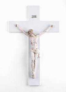 Picture of Crocifisso grande da parete 48x30 classico bianco cristo marmorino avorio