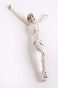 Picture of Crocifisso cristo da parete marmorino 22x16 avorio corona di spine oro