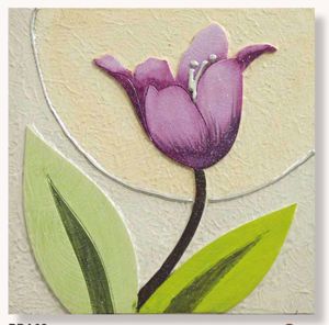 Picture of Artitalia tulip i small wall art 35x35 hand decorated flower with embossed purple details