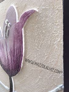 Artitalia tulip i small wall art 35x35 hand decorated flower with embossed purple details