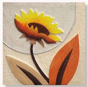Picture of Artitalia sunflower i wall art 35x35 shades of orange embossed hand decorated canvas