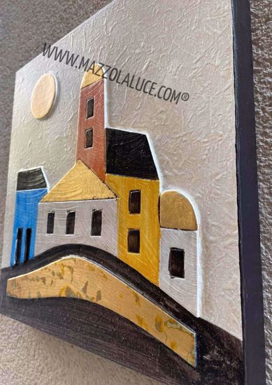 Picture of Artitalia italian village hand made wall art 35x35 hand painted with embossed details 
