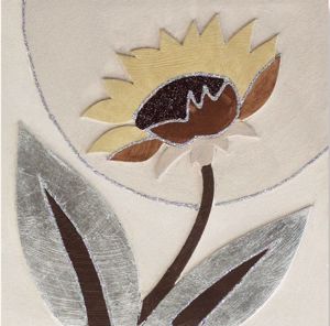 Picture of Quadretto floreale 35x35 decorato a rilievo dipinto a mano a rilievo