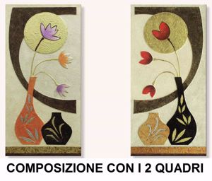 Picture of Quadro verticale artigianale decorativo vaso fiori 50x100