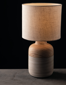 Picture of Lampada da tavolo abat jour ceramica paralume tessuto h41 cm per soggiorno