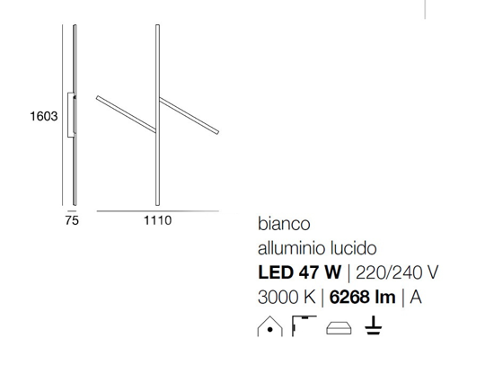 Picture of Linea light ma&de xilema led wall or ceiling lamp aluminium