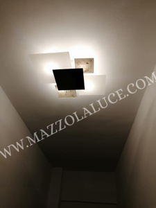Picture of Plafoniera moderna quadrati vetri bianco oro top light shadow
