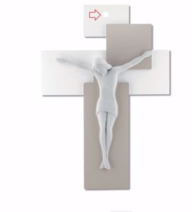 Picture of Piccolo crocifisso 17x12 da parete moderno nocciola cristo bianco