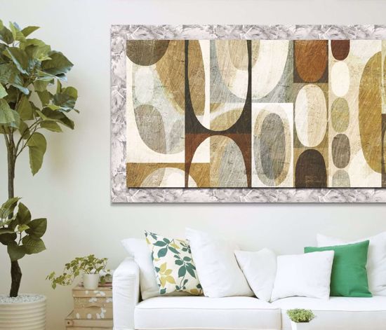 Picture of Manie wall artwork abstract print on canvas 140x70 silver frame 