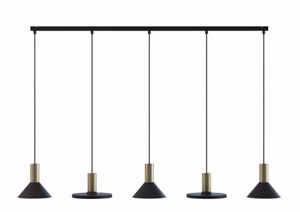 Picture of Lampada sospensione binario 5 luci per tavolo soggiorno nero ottone satinato