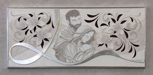 Picture of Capezzale camera da letto sacra famiglia 120x60 grigio foglia argento contemporaneo