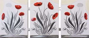 Picture of Artitalia embossed wall art poppies field 155x65 hand-decorated with glittering/silver foil details