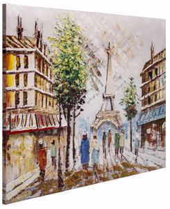 Picture of Dipinto quadro 90x120 decorato strade di parigi tour eiffel