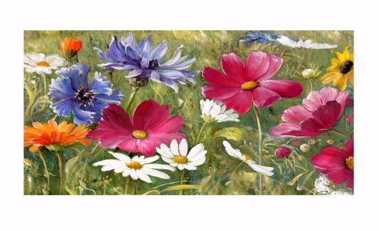 Picture of Manie wall artwork floral colored print on canvas 140x70