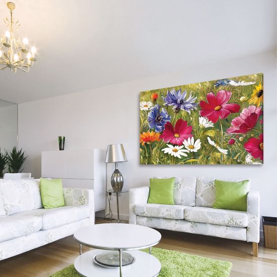 Picture of Manie wall artwork floral colored print on canvas 140x70