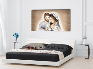 Picture of Manie art above bed madonna with child 140x70 on canvas with decoration and rhinestones