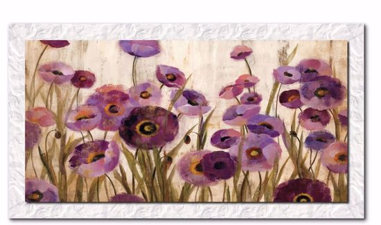 Picture of Manie wall artwork floral on canvas 140x70cm with white frame