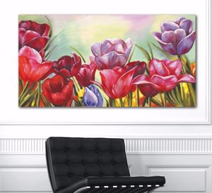 Picture of Wall artwork multicolour flowers canvas print 140x70