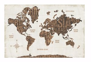 Picture of Manie wall artwork world map with writtings print on canvas 100x50