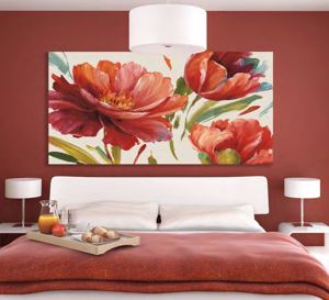 Picture of Modern artwork red flowers 100x50 