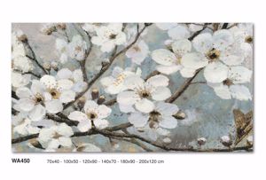 Picture of Wall artwork white flowes print on canvas 140x70