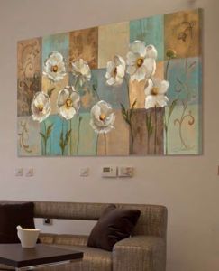 Picture of Wall artwork flowers chabby print on canvas 100x50