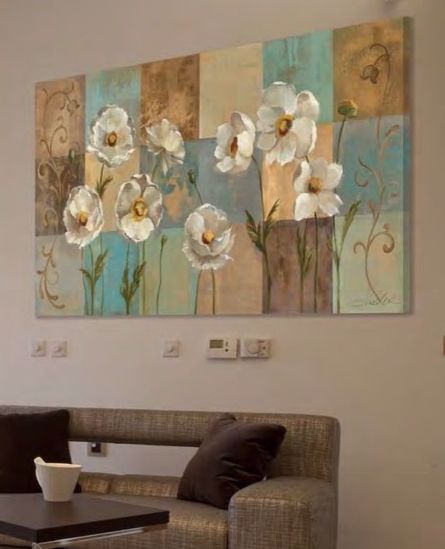 Picture of Wall artwork flowers chabby print on canvas 140x70
