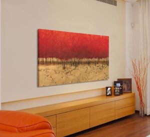 Picture of Wall artwork red trees print on canvas 140x70