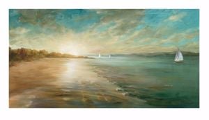 Picture of Wall artwork sunset beach print on canvas 140x70