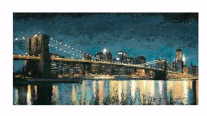 Picture of Wall artwork abstract brooklyn bridge print on canvas 100x50