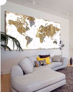 Picture of Wall artwork planisphere gold and silver canvas print 100x50