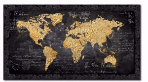 Picture of Manie wall art work world map faux leather black frame 40x70