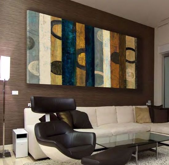 Picture of Wall artwork abstract ethnic stripes and circles canvas print 140x70