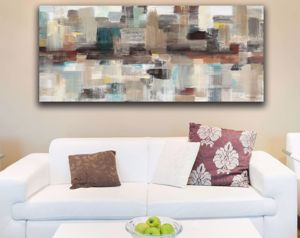 Picture of Wall artwork abstract print on canvas with manual decoration 140x70